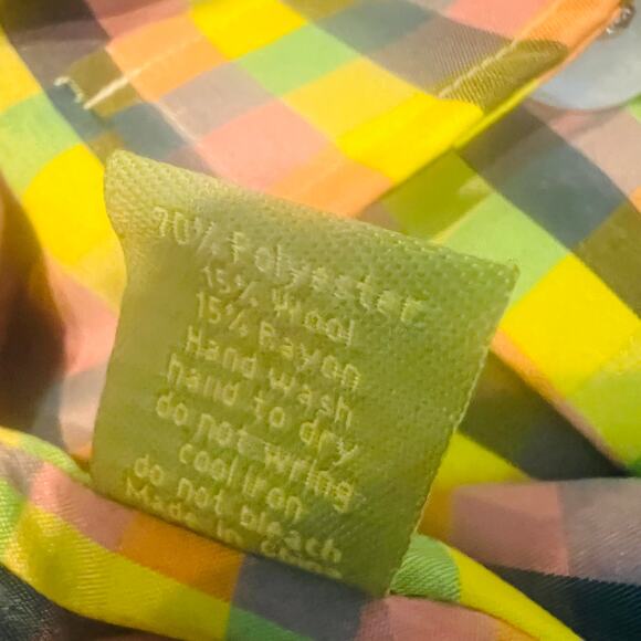 Nuvula Checker Peter Pan Jacket Coat Button Front 3/4 Bell Sleeve Bird Plaid - S - Picture 7 of 9